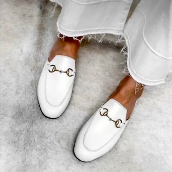 Gucci PRINCETOWN mules white soft leather slippers - Picture 2 of 9
